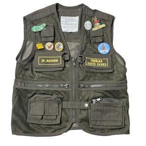 Kids Junior Ranger Activity Vest Size M Texas State Parks Pins & Arkansas Patch